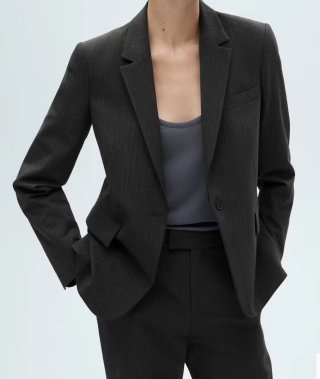 Traje pantalón Mango Gris Oscuro de Rayas