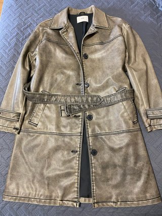 Trench largo Marrón/Gris con Cinturón