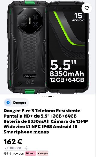 Doogee Fire 3 Teléfono Resistente 12GB+64GB