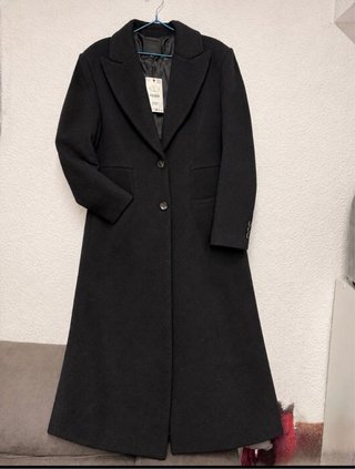 Abrigo Largo de Lana Negro Zara