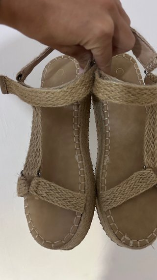 Sandalias cuña esparto beige talla 40