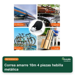 Correa amarre 10m 4 piezas hebilla metálica
