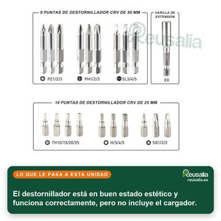 CON TARA - HYCHIKA destornillador eléctrico batería luz led