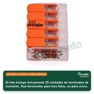CON TARA - Terminal conexión WAGO 221-415 compacto palanca
