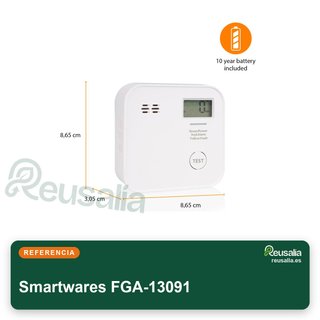 Smartwares FGA-13091 detector CO con batería 10