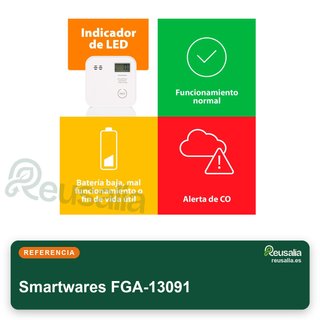 Smartwares FGA-13091 detector CO con batería 10