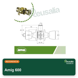 Pomo Amig puerta madera latón Mod. 600