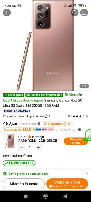 Samsung Galaxy Note 20 128GB verde