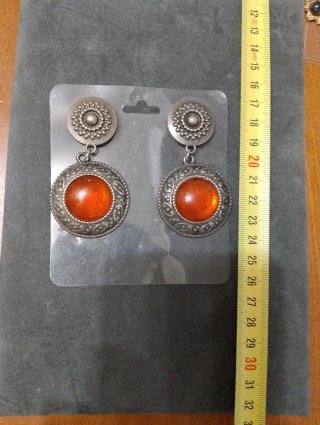 Pendientes bisutería naranja y plata