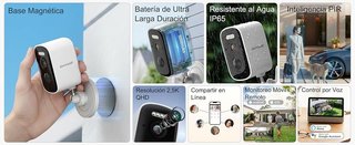 CiKiKWXO 2K Exterior solar sin cables PIR batería