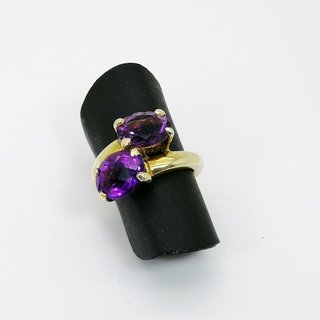 Anillo Plata Bañada Oro -  Amatistas Naturales