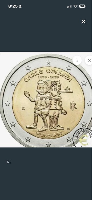Moneda 2 Euros Italia 2026 Pinocho