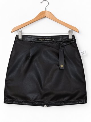 Falda mini cuero negra con cinturón Nueva con etiq