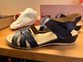 Sandalias mujer azul y plateado talla 38