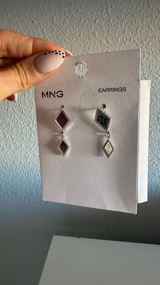 Pendientes Mango Plateados espejo