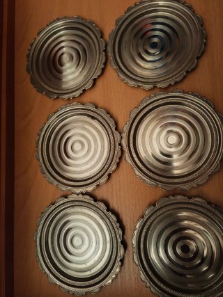 Conjunto 6 posavasos metal plateado
