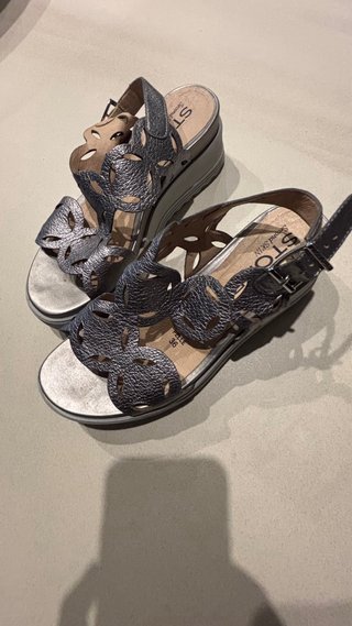 Sandalias Stonefly Piel Plateadas Talla 36
