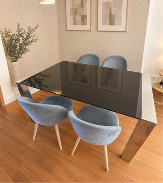 Mesa de comedor cristal y metal