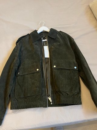 Chaqueta Zara de Ante Verde Oscuro Talla S
