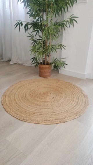 Tappeto rotondo in iuta naturale stile nordico