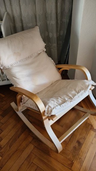 Mecedora Ikea Madera y Tela Beige