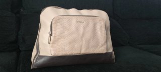 Bolso Furla original beige topo y negro con solapa