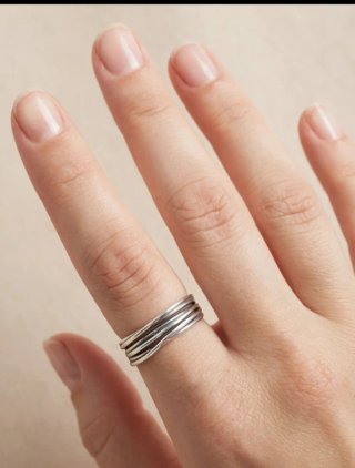Anillo Ajustable de Acero Baño Plata 925