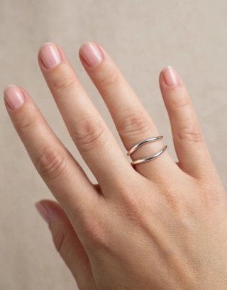 Anillo Ajustable de Acero Baño Plata 925