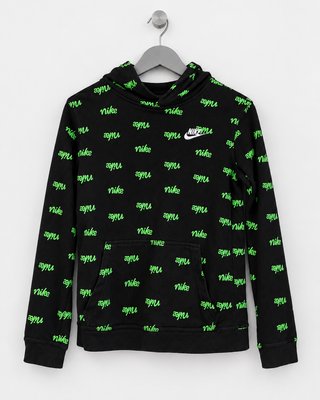 Sudadera Nike Negra Logo Flúor Talla XL ( niño)