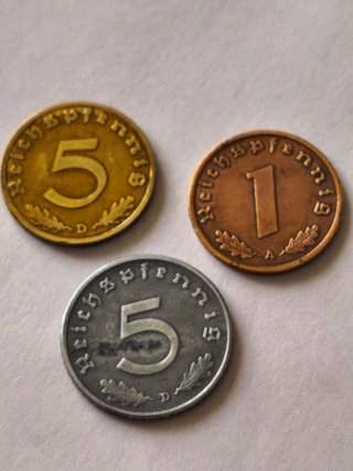 Trío de monedas época nazi