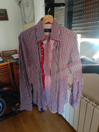 Camisa CAMICIA cuadros roja y azul
