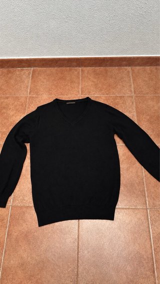 Jersey Massimo Dutti Negro Cuello Pico