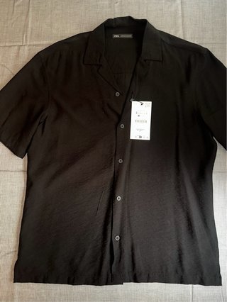 Camisa Negra Manga Corta Zara Talla S