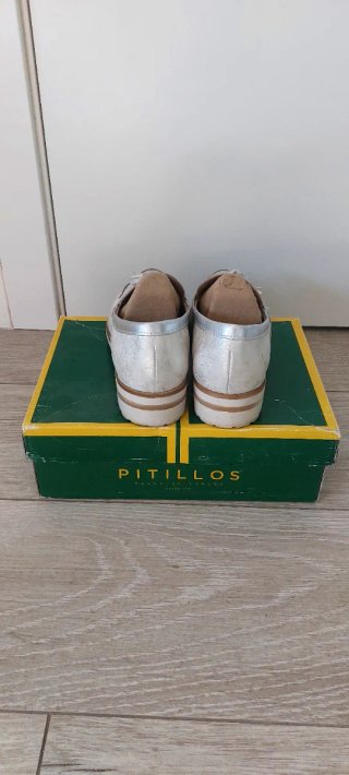 Zapatos Pitillos plateados con flecos