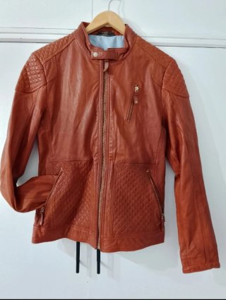 Cazadora Piel Zara Hombre Marrón