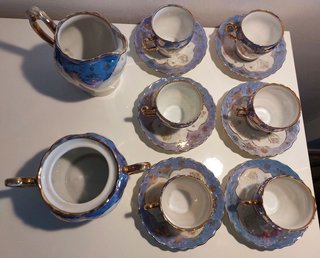 Juego café antiguo Silesia 1920 con 6 tazas, azuca