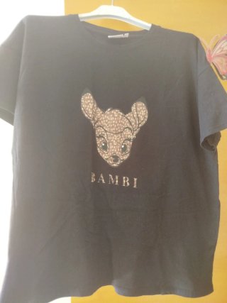 Camiseta Negra de Bambi (Disney)