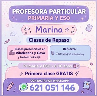 PROFESORA PARTICULAR DE PRIMARIA Y ESO