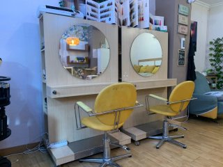 Tocador peluquería con espejo (2 uds)