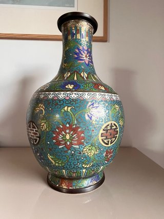 Gran Jarrón Cloisonné Antiguo