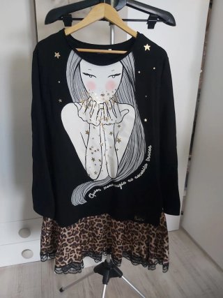 Vestido Anabel Lee XL Negro Leopardo
