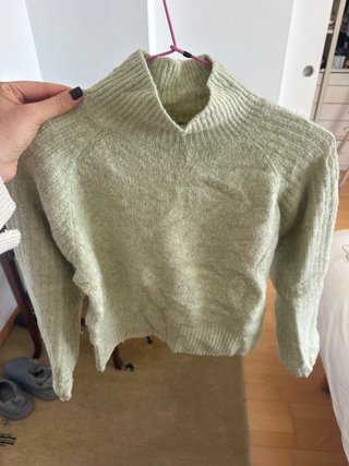 Jersey Zara verde cuello alto