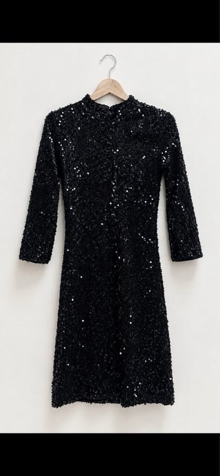 Vestido mini falda de fiesta negro lentejuelas