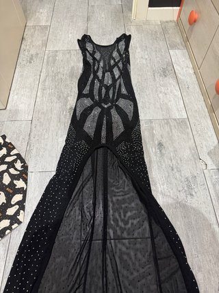 Vestido largo pedrería negro