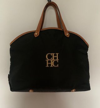 Bolso CH Negro Piel Marrón
