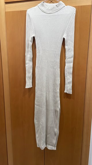Vestido Largo Ceñido Beige