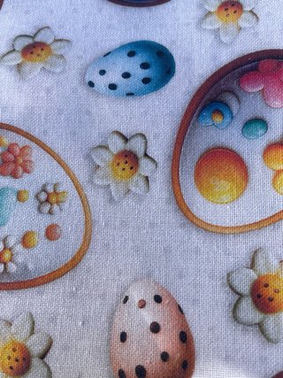 Tela retal Pascua huevos flores