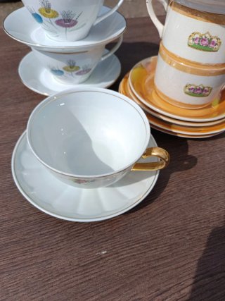 Set de 6 Tazas Antiguas con Platos