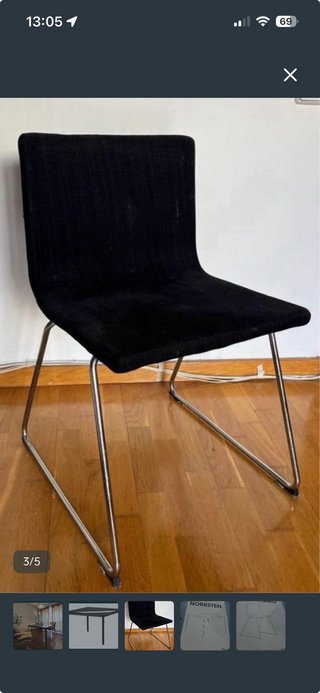 4 Sillas IKEA Bernhard Tela Negra Patas Cromadas
