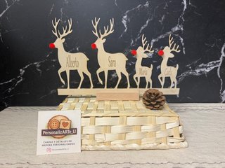 Familia de Renos Navideños Personalizados